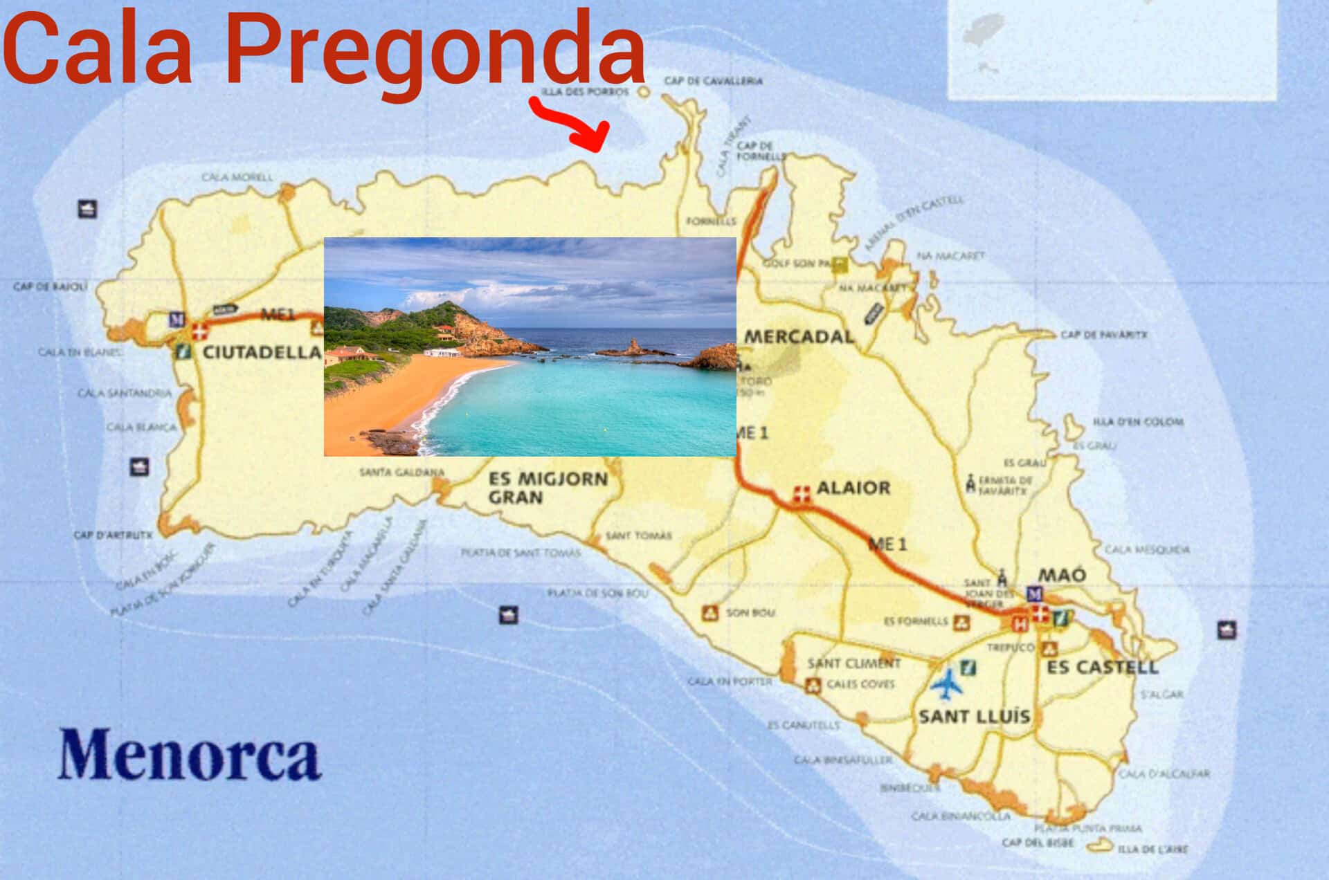 Mapa Cala Pregonda