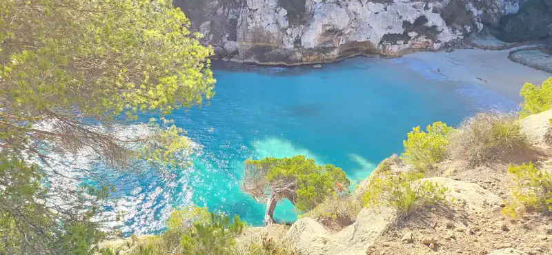 Muestra la cala Macarelleta vista desde arriba